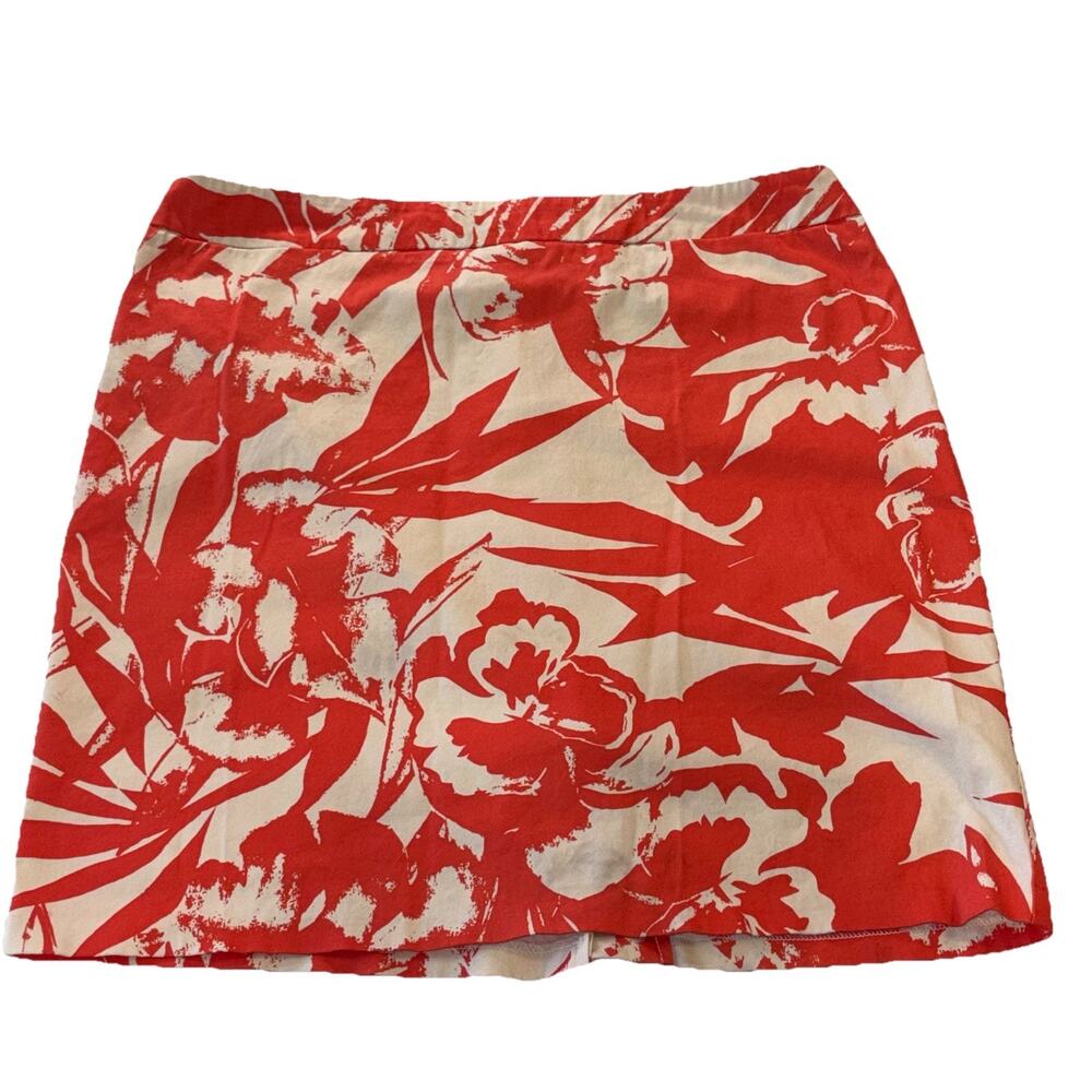 New York Company Red Floral Tropical‎ Pencil Skirt Classy Beach Vacation